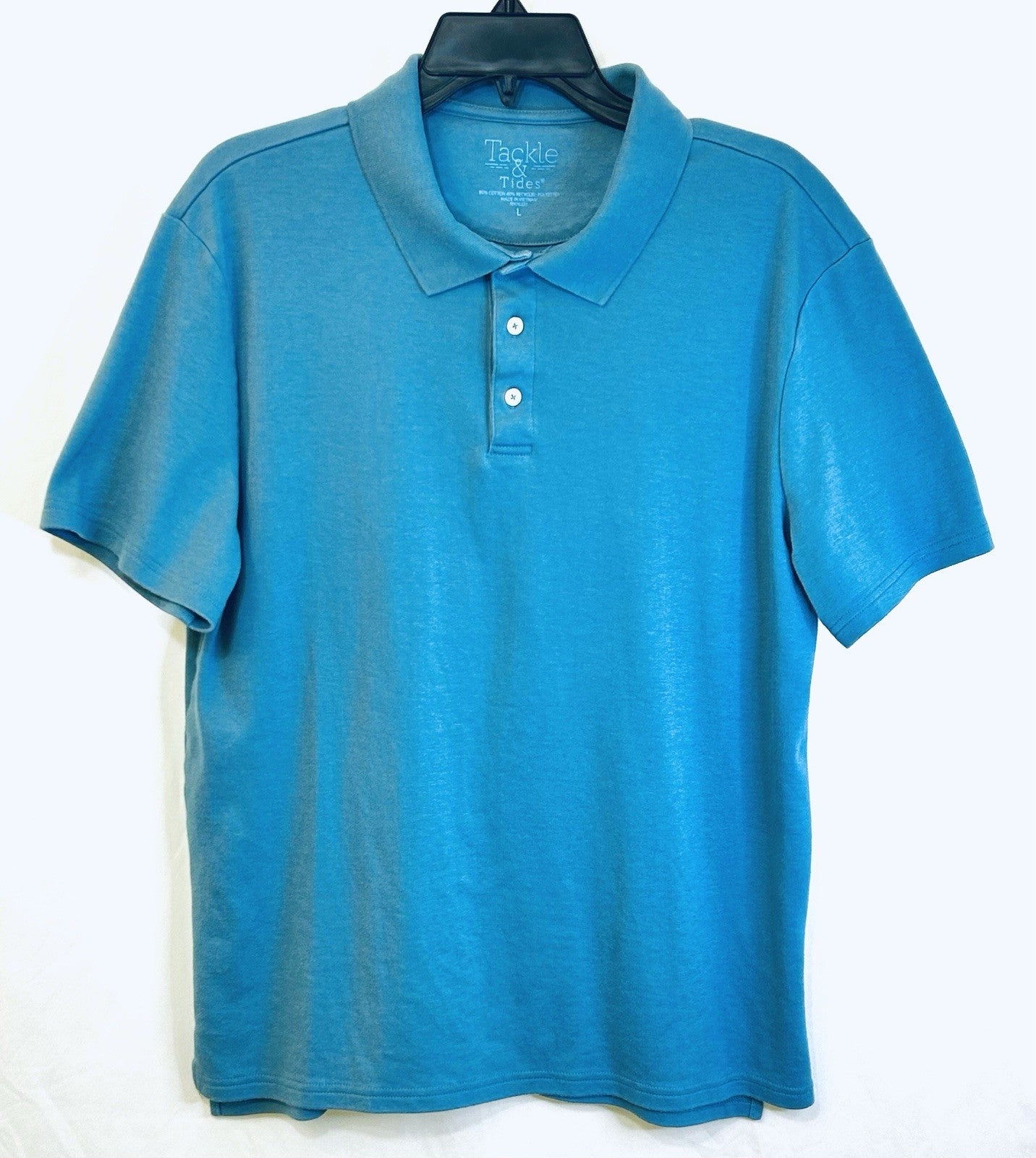 TACKLE & TIDES Mens Ribbed Collar S/S Polo Shirt / Royal Blue / Men’s Large