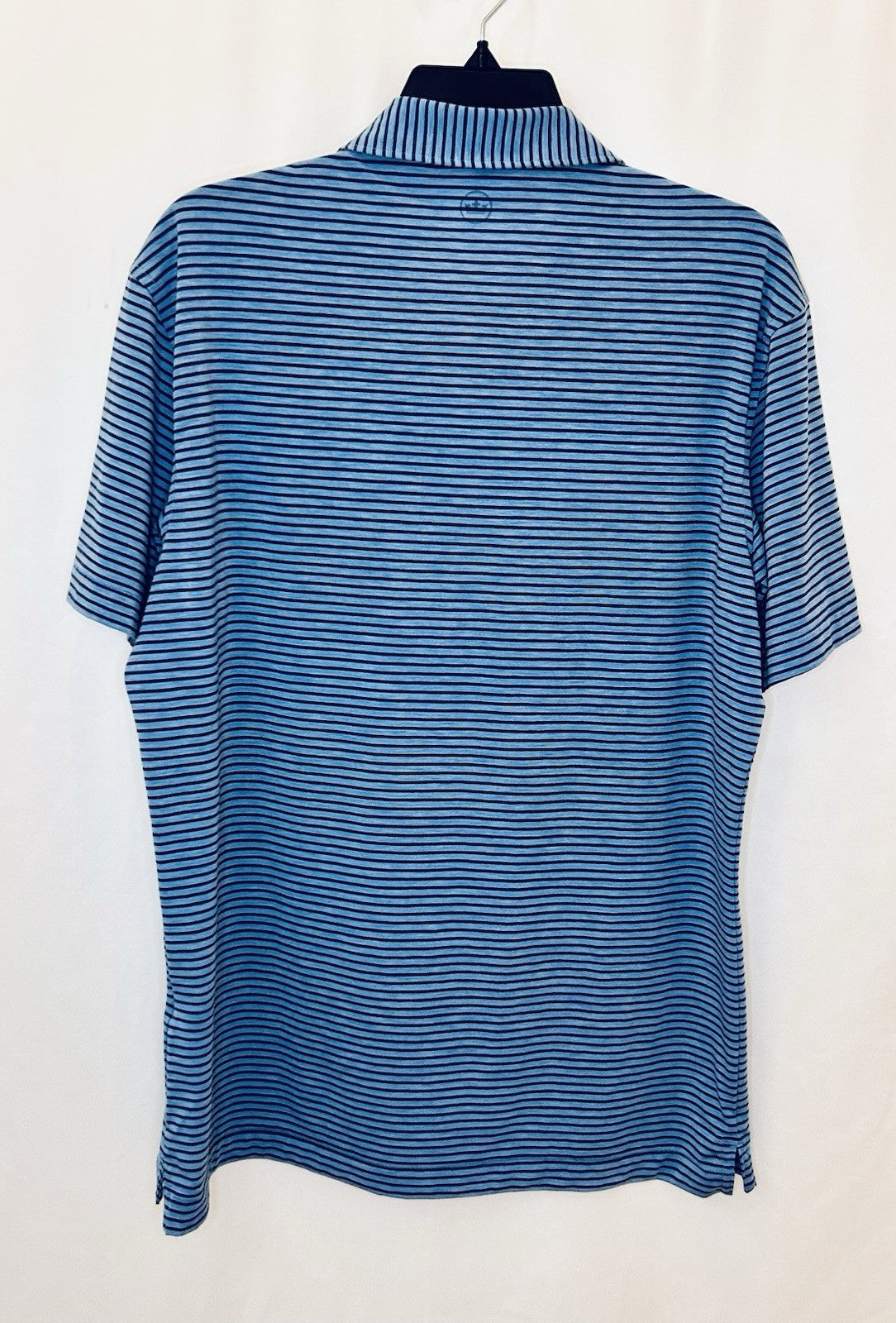 Peter Millar Crown Crafted Mens M Blue Striped Golf Polo Performance | New $120