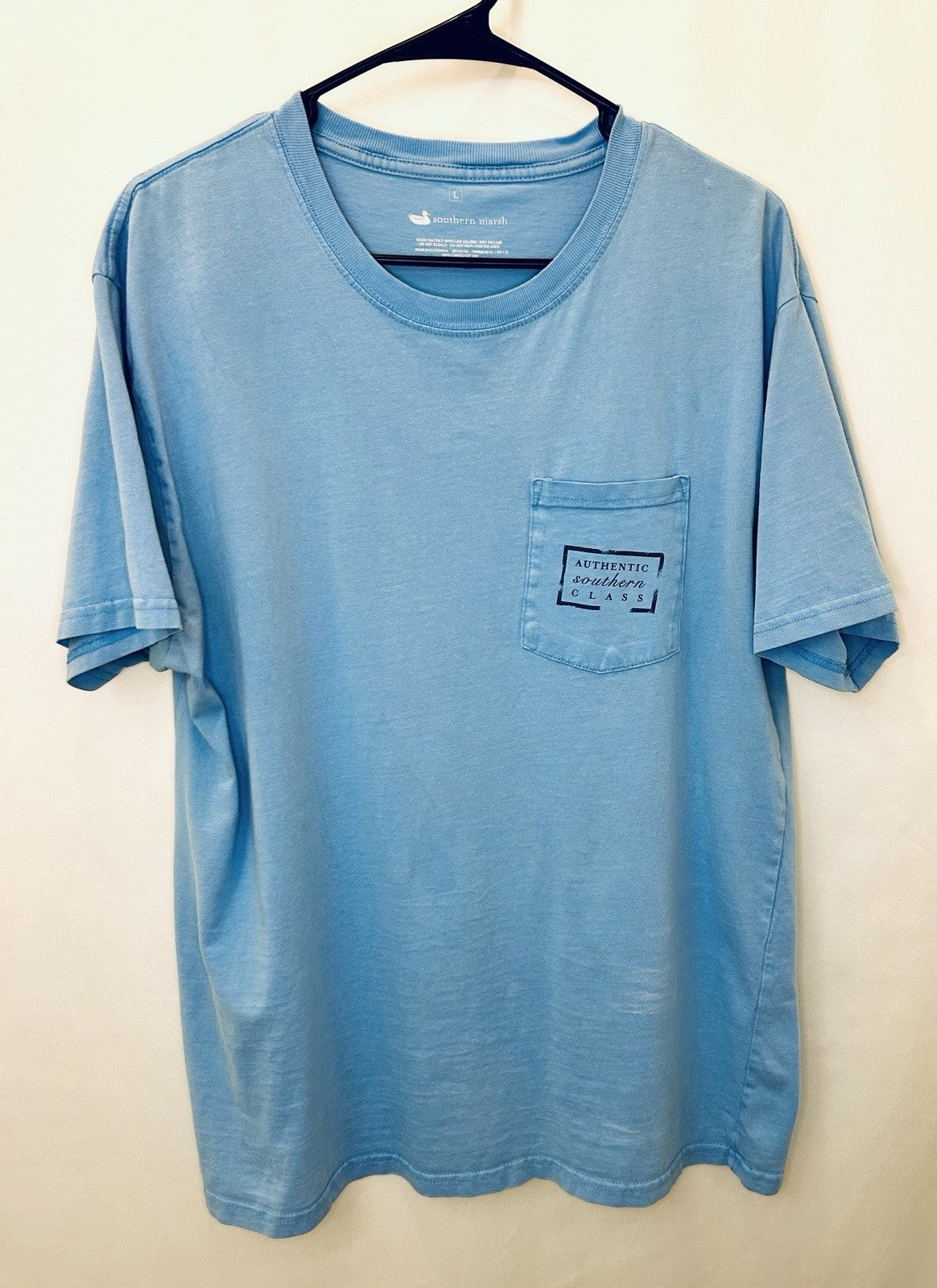 Southern Marsh Shirt Mens Large Blue Casual NC Graphic Cotton Short Sleeve