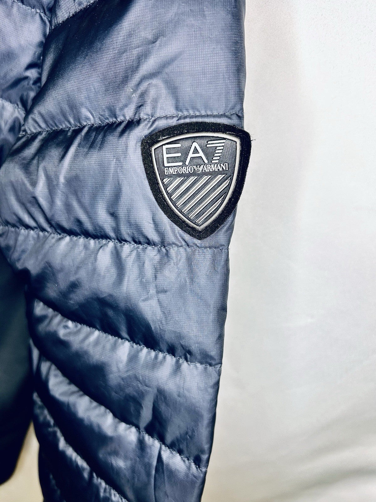 Emporio Armani EA7 Down Jacket Navy Quilted Mens Large With COA | $249 Retail