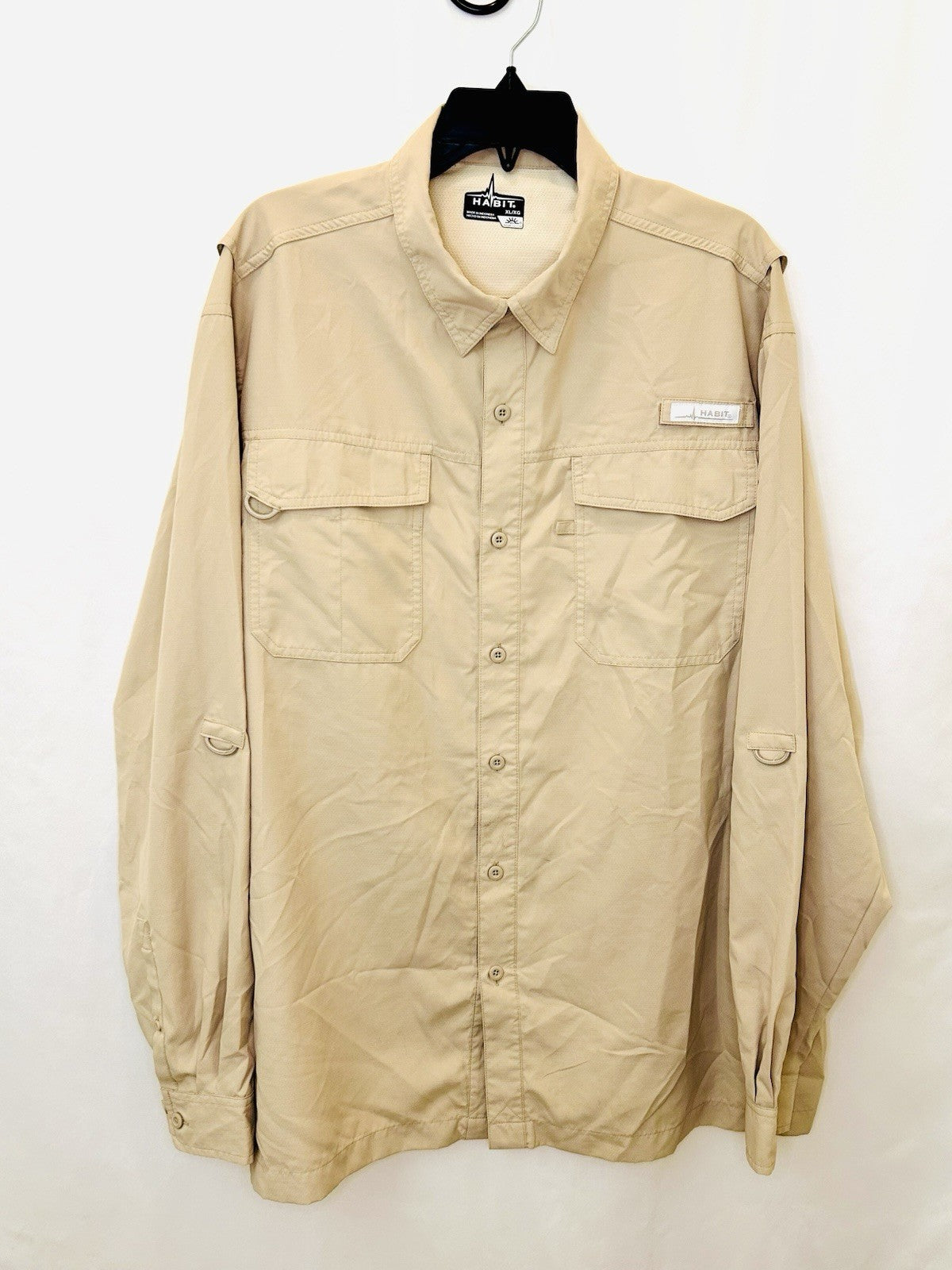 Habit Vented Fishing Shirt Men's XL Tan Pockets 40+ Solar-Factor Long Sleeve
