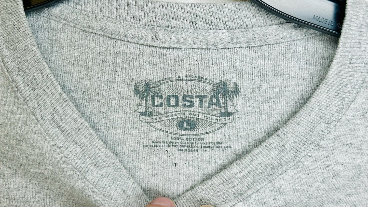 COSTA Gray Long Sleeve Top with Arm Print Men’s Large