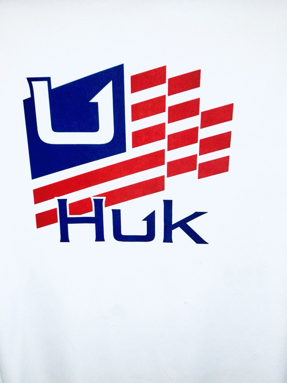 Men's Huk Pursuit Flag Long Sleeve White Shirt Size Large MSRP $45