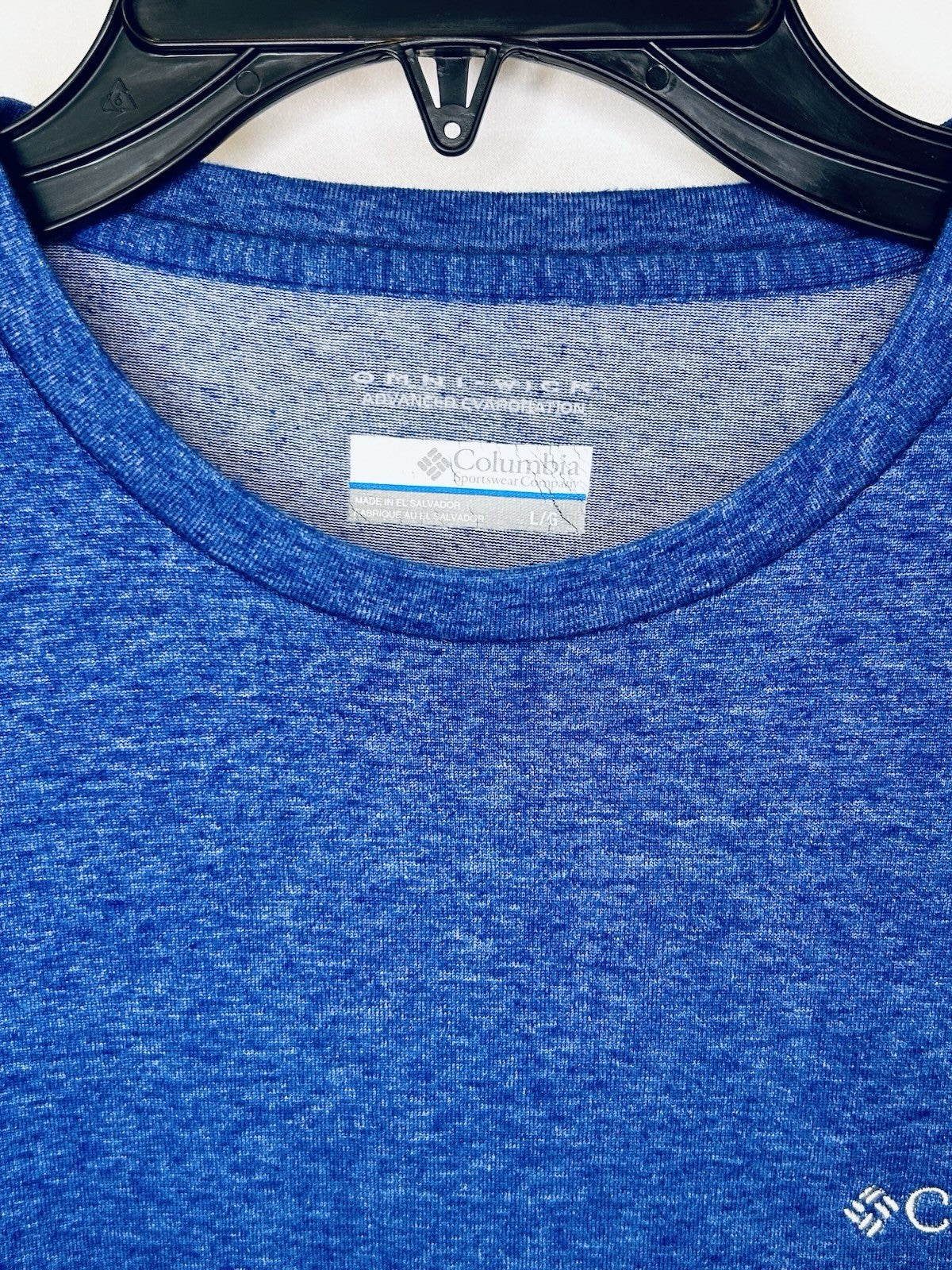 Columbia Men's Large Shirt Omni Wick Blue Long Sleeve Heat Stretch