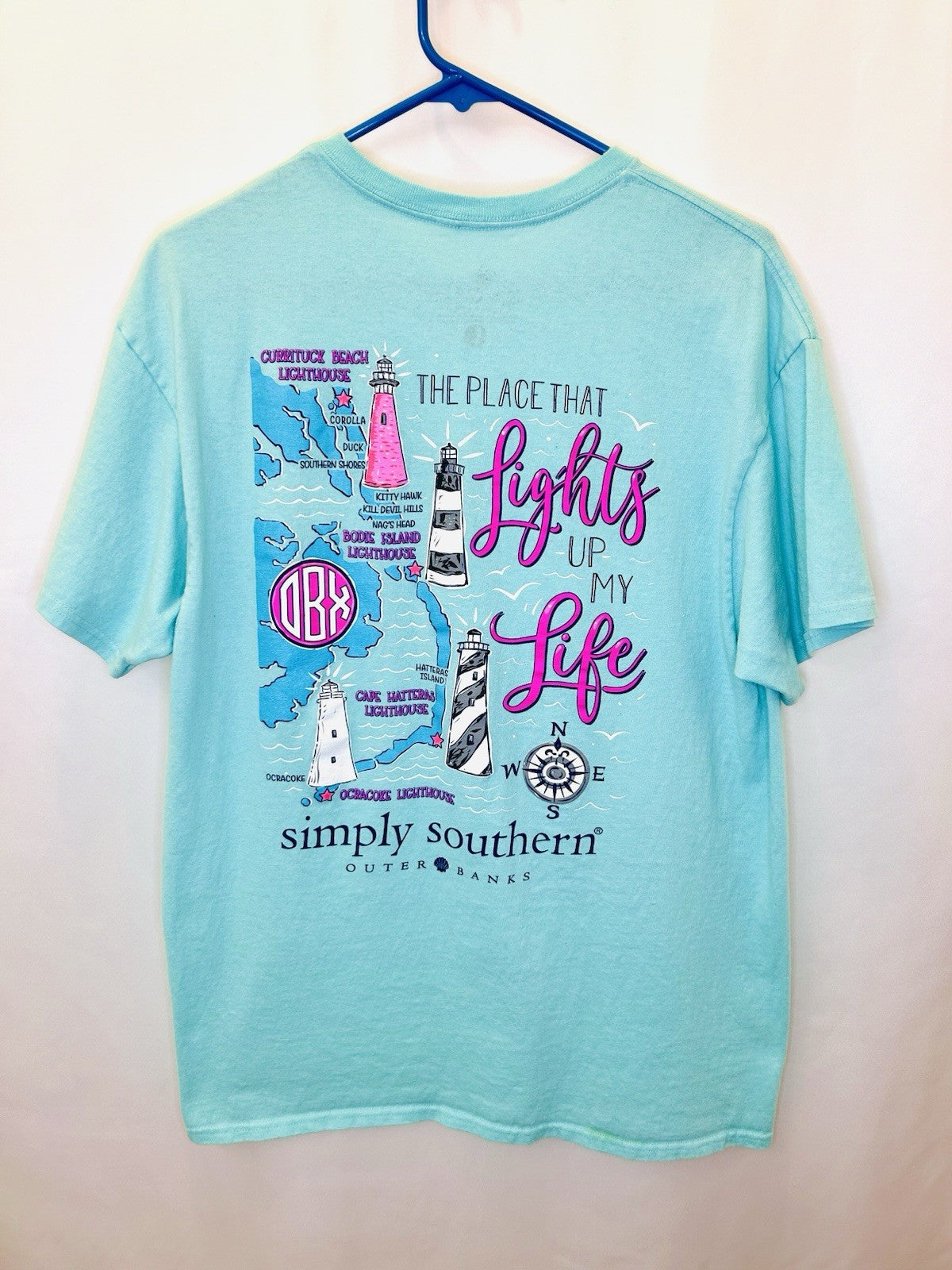 Simply Southern Teal Short Sleeve Outer Banks NC Graphic Tee | Large