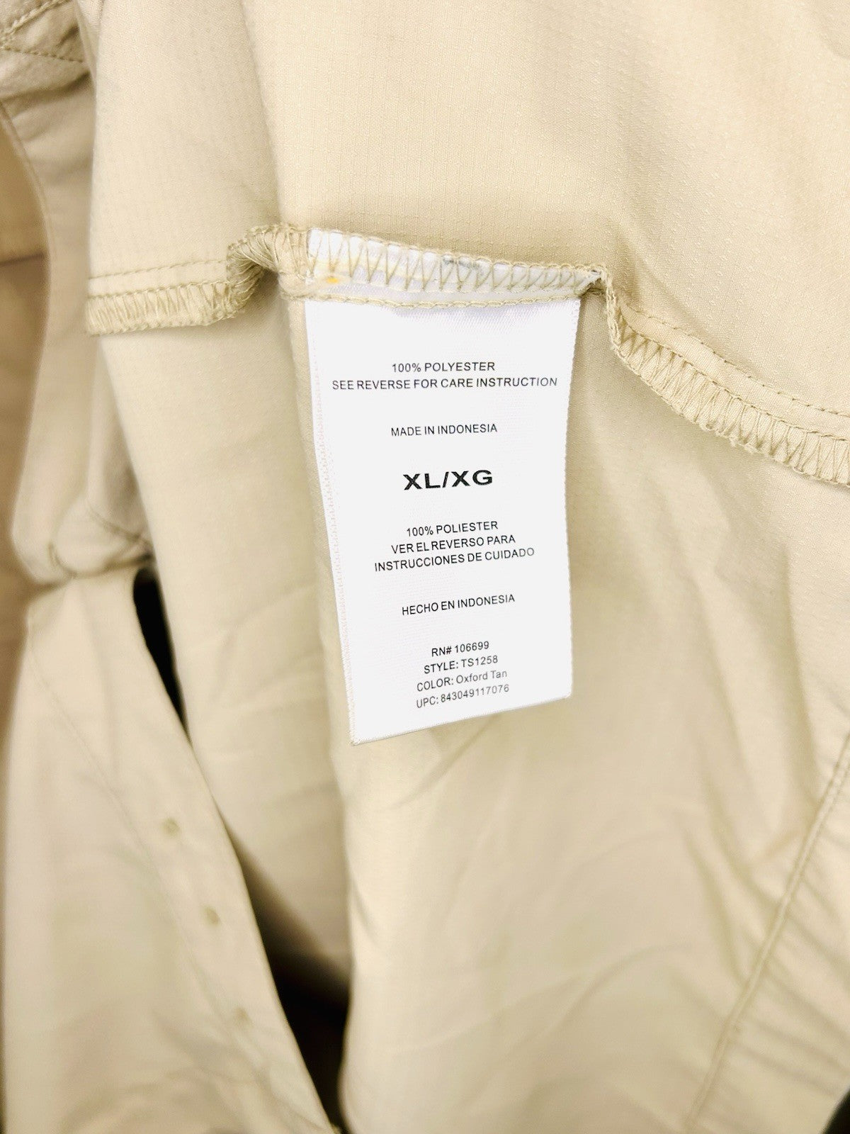 Habit Vented Fishing Shirt Men's XL Tan Pockets 40+ Solar-Factor Long Sleeve