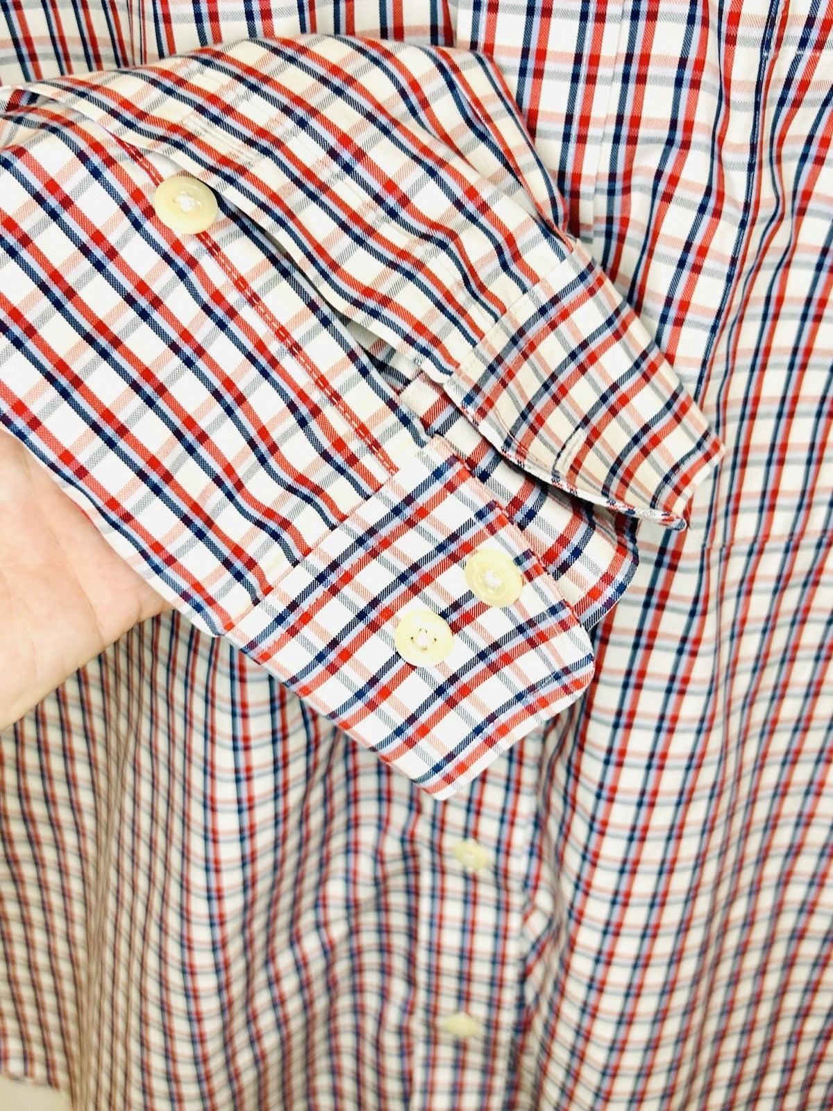 Orvis 100% Cotton Plaid Long Sleeve Button Down Shirt (Men's XL) Red/White