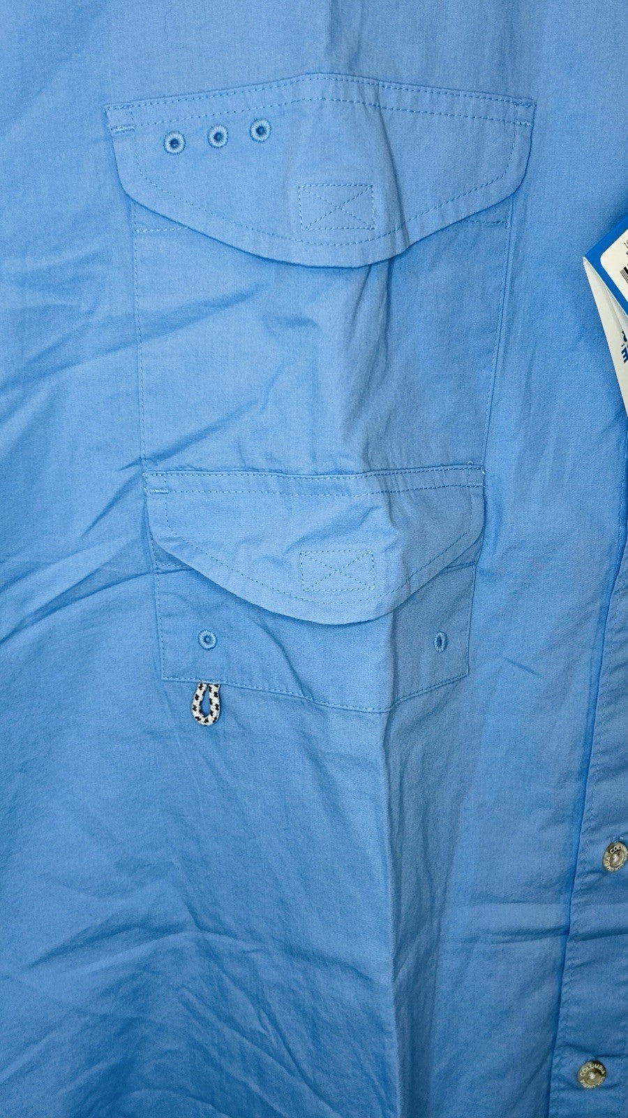 NWT Columbia PFG Bonehead Shirt Men’s Large Blue Button S/S Vented Fishing
