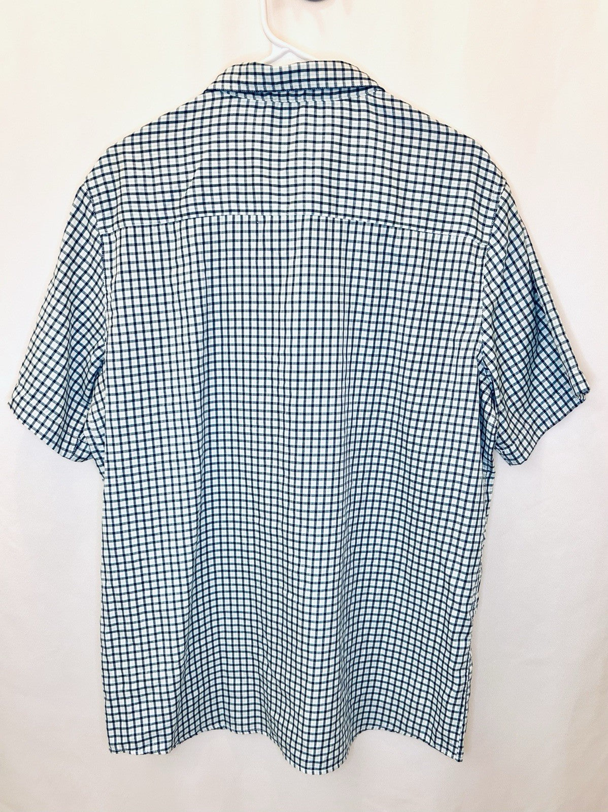 American Fishing Tackle Co AFTCO Mens Large Short Sleeve Blue Shirt Plaid Button