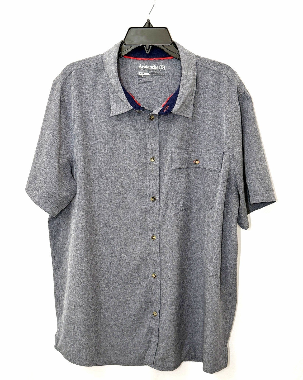 Avalanche Shirt Mens Size Large Blue Short Sleeve Button Up Performance Hiking