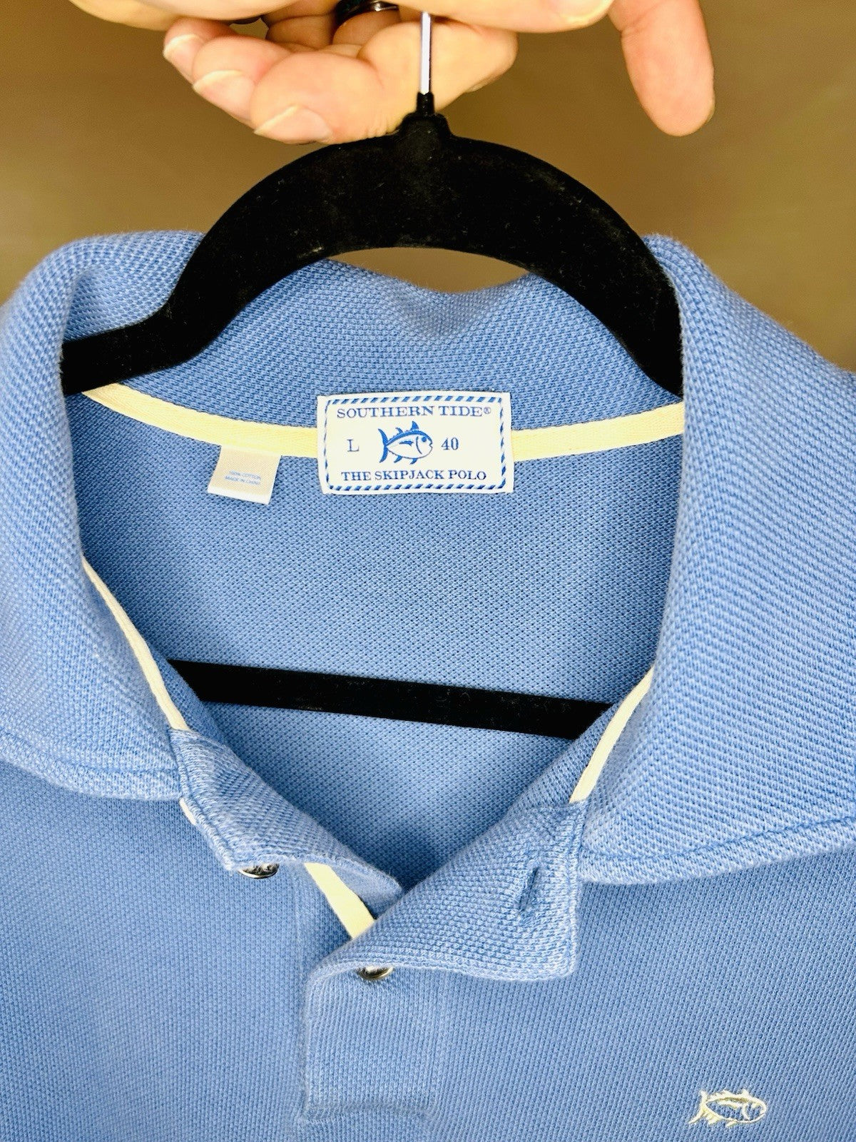Southern Tide Skipjack Polo Long Sleeve Casual Shirt Blue Men's Large