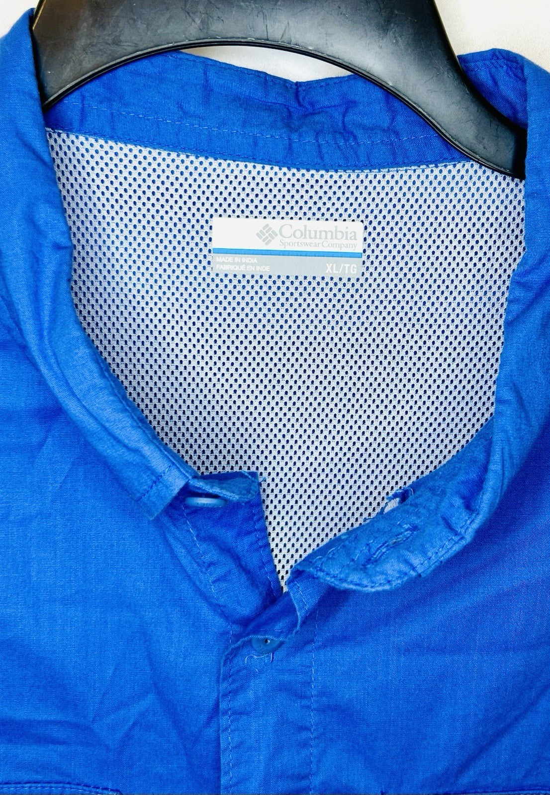 Columbia PFG Short Sleeve Shirt Sz XL Vivid Blue Fishing Button Down Vented