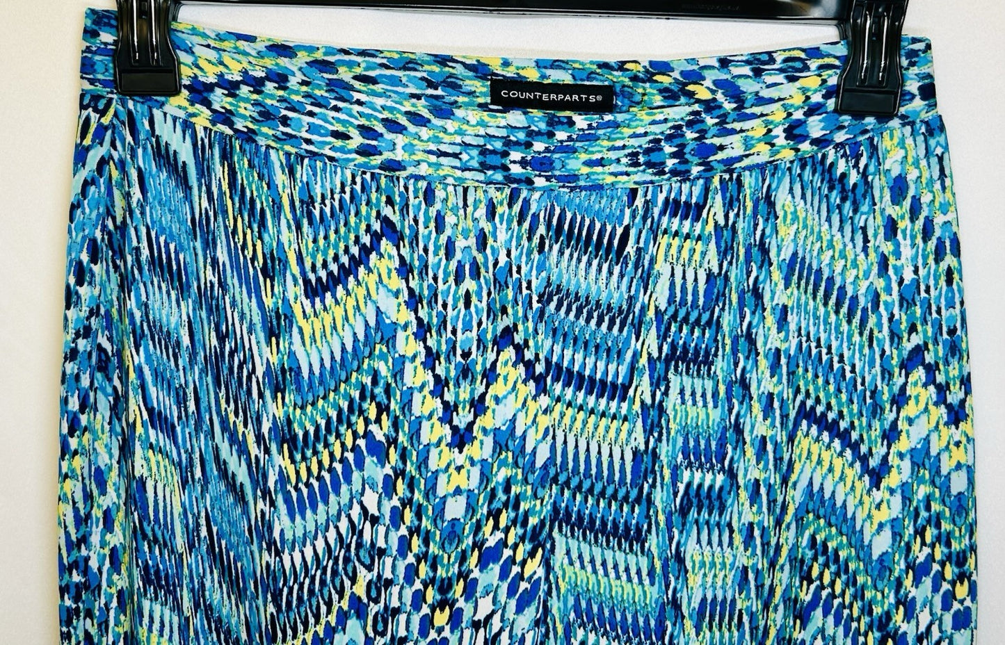 Counterparts Stretchy Pants Blue Size M Geo Design Pull On Casual Work Wide Leg