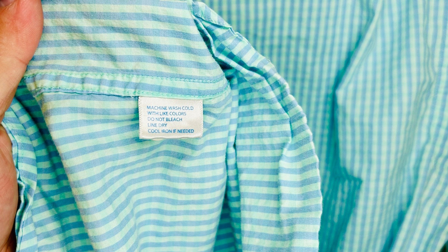 Southern Tide Camana Bay Gingham Sport Shirt - Offshore Green Mens S Stretch