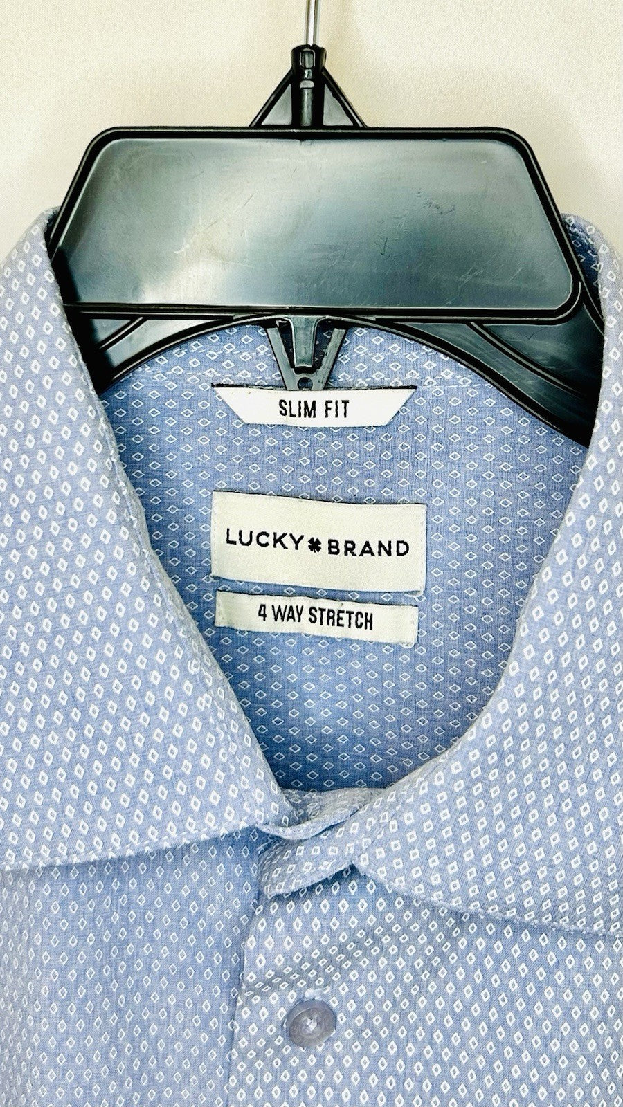 Lucky Brand Blue 4 Way Stretch Button Down Shirt Slim Fit Large 16/16.5-32/33