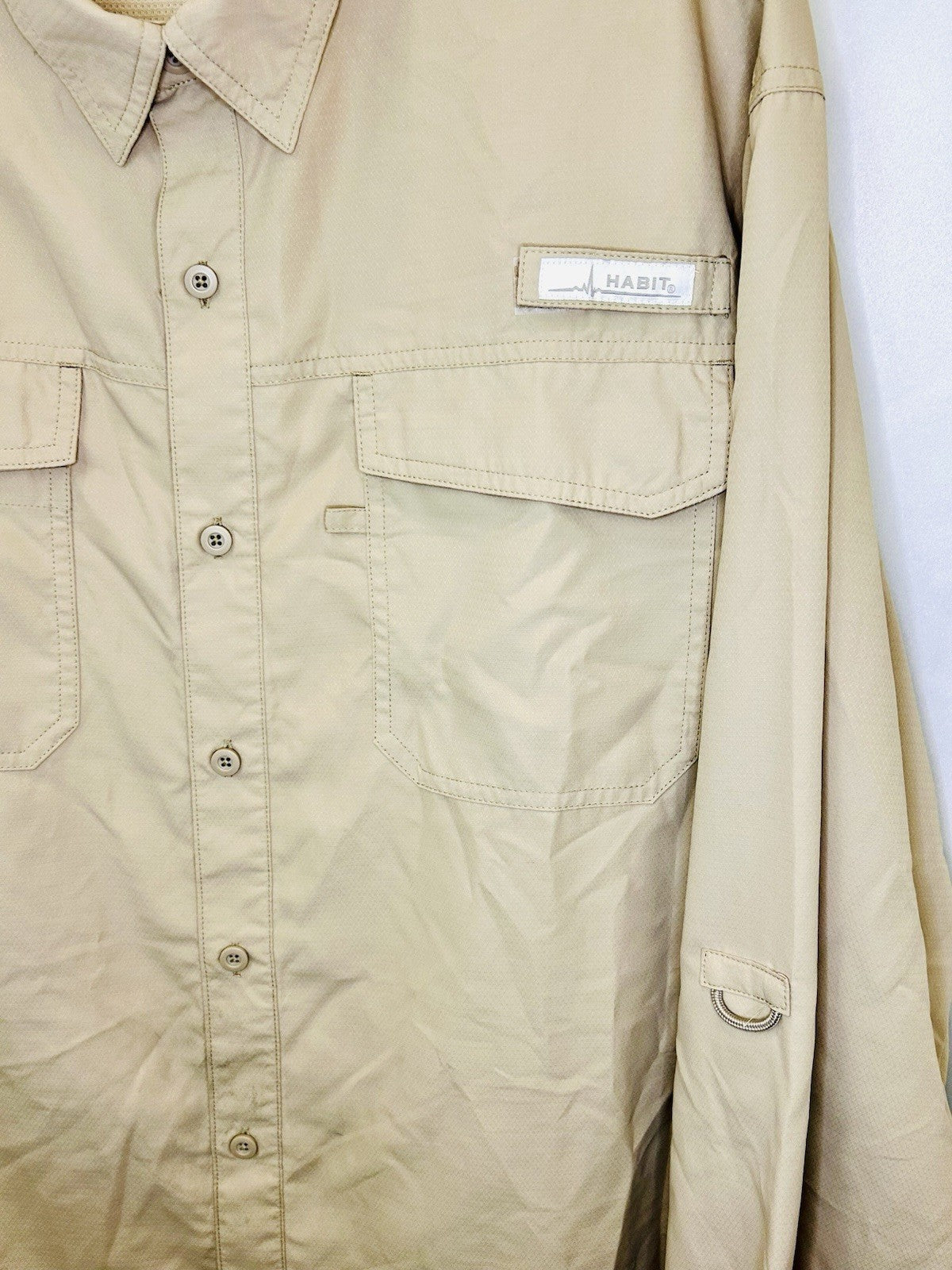 Habit Vented Fishing Shirt Men's XL Tan Pockets 40+ Solar-Factor Long Sleeve