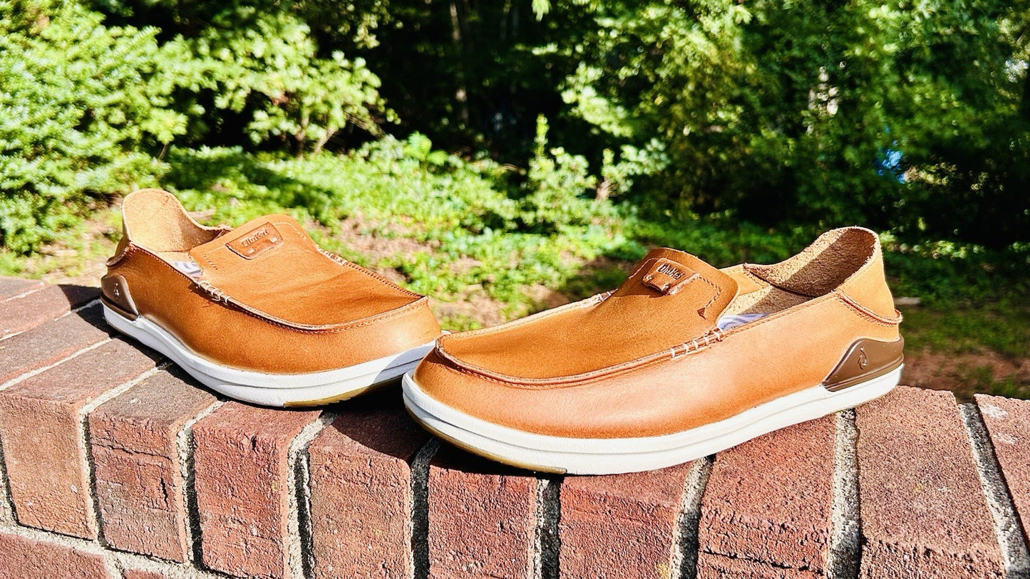 NWOT Olukai Kakaha Fox/Fox Leather Slip-on Shoes US Size Men’s 11 ($130 Retail)