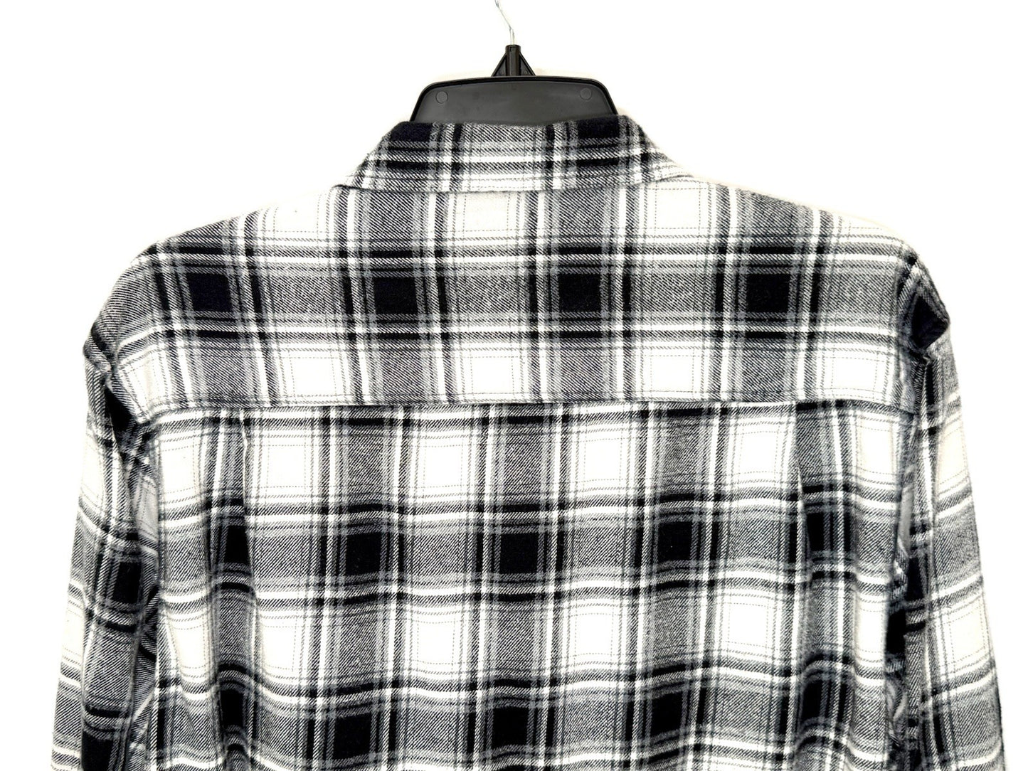 FIELD & STREAM Mens XL Flannel Shirt Black White Plaid Long Sleeve Heavyweight