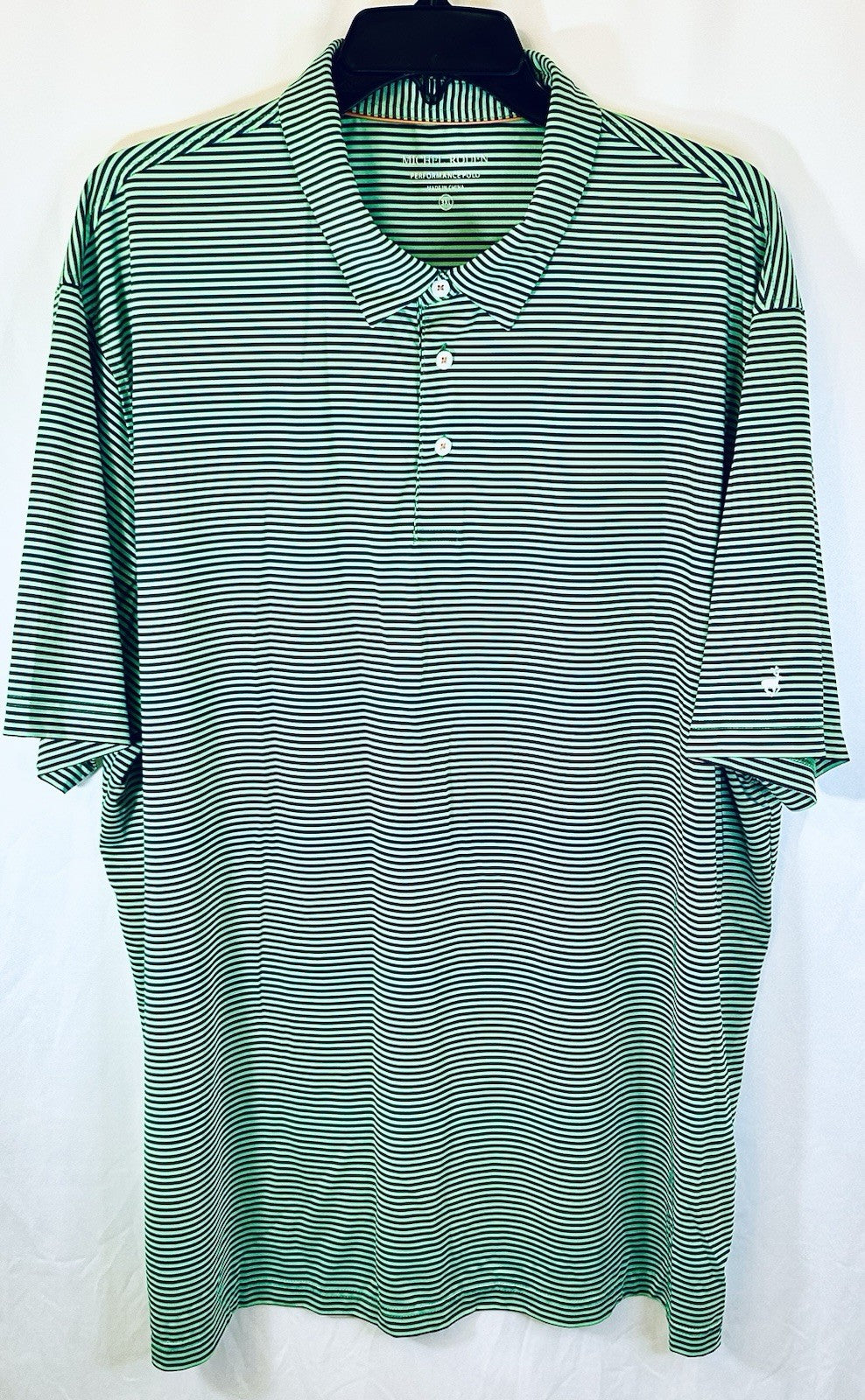 Michel Rouen Polo Shirt Men’s Size 3XL Green Striped Performance Golf