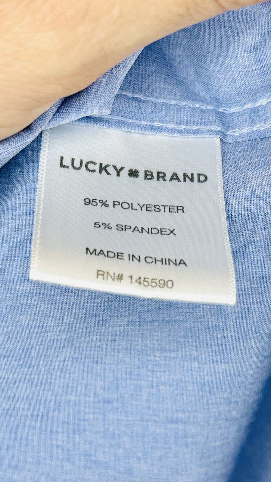 Lucky Brand Blue 4 Way Stretch Button Down Shirt Slim Fit Large 16/16.5-32/33