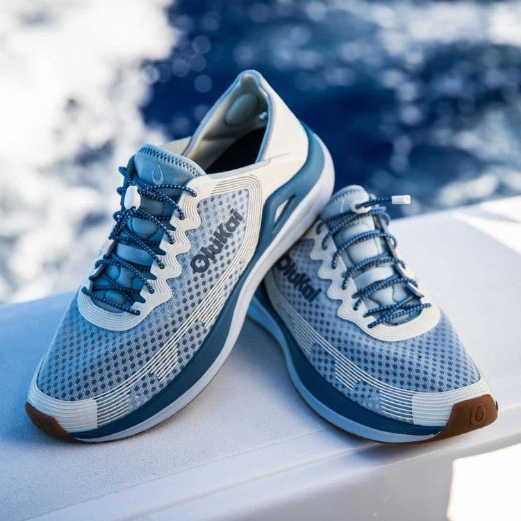 OLUKAI Men's Ahi Marine Shoe | Blue Pearl/White Sand | Size 14 | $150 Retail