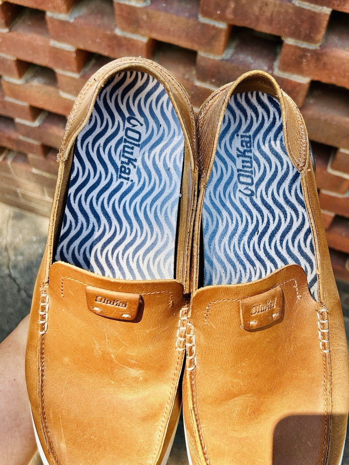 Men's Olukai Kakaha Fox/Fox Leather Slip-on Shoes US Size Men’s 12 ($130 Retail)