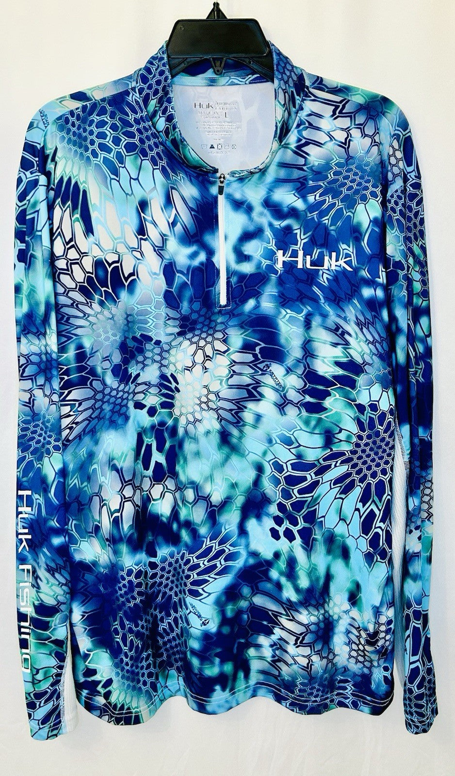 HUK Fishing Kryptek Pontus 1/4 Zip Camouflage Outdoor Performance Shirt Size L