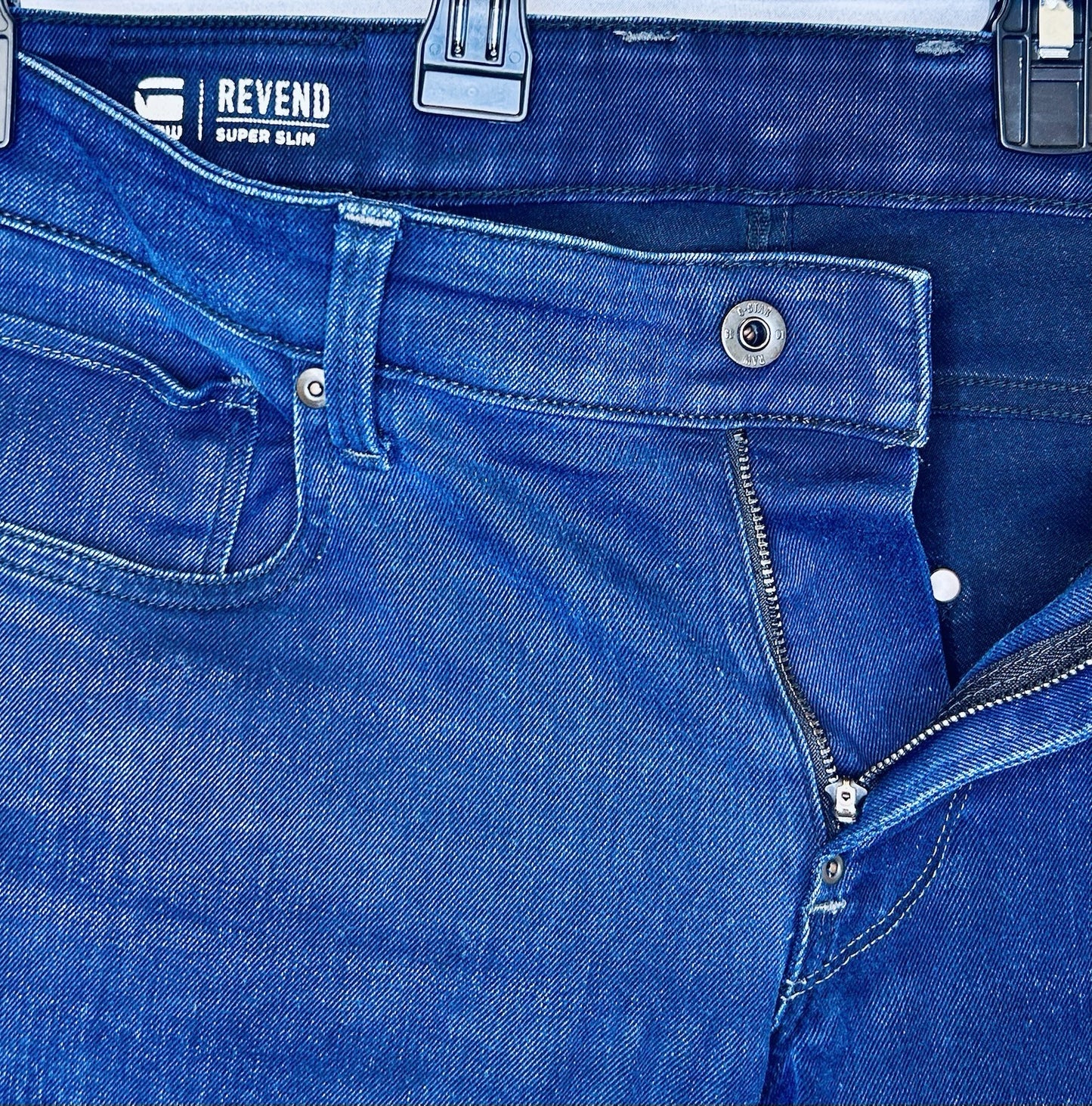 G-Star Raw Jeans Men’s 34x30 Blue Denim Revend Super Slim | Tapered