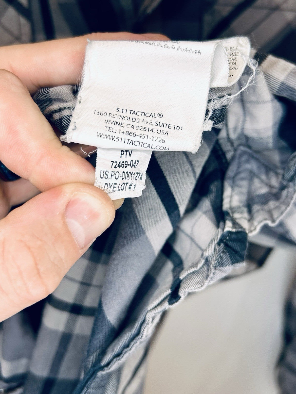 5.11 Tactical Mens Gunner Plaid Shirt Large Blue/White Long Sleeve Cotton Snap