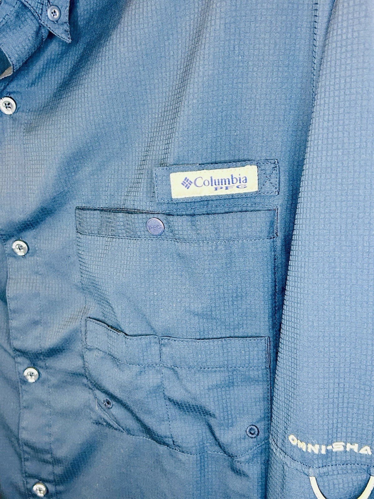 COLUMBIA PFG Tamiami II Long Sleeve Shirt Mens 2XL Carbon Blue Fishing Omni Wick