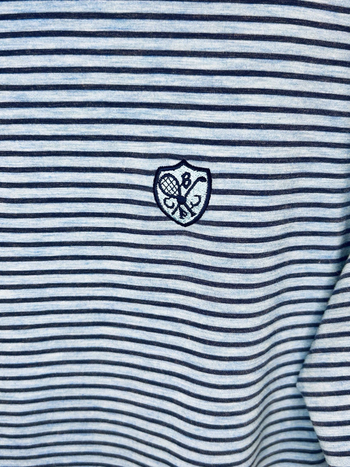 Peter Millar Crown Crafted Mens M Blue Striped Golf Polo Performance | New $120