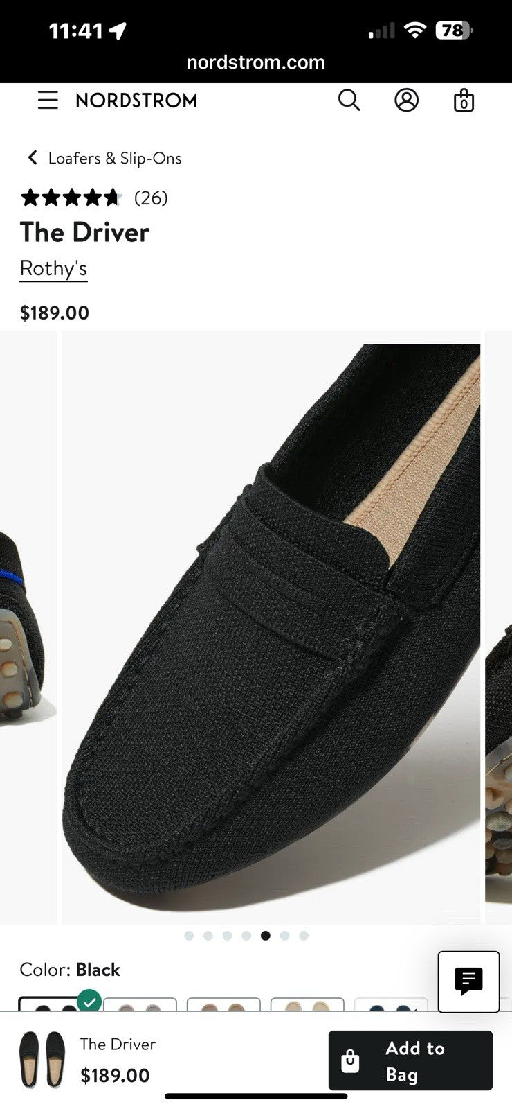 Rothy's The Driver Loafer - Black - Size W11 / M9.5 /EU41 - $189 Retail