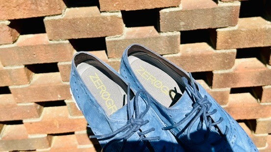 Cole Haan Zerogrand Wingtip Oxfords Blue Suede Women's Shoes Size 7.5 B EUC