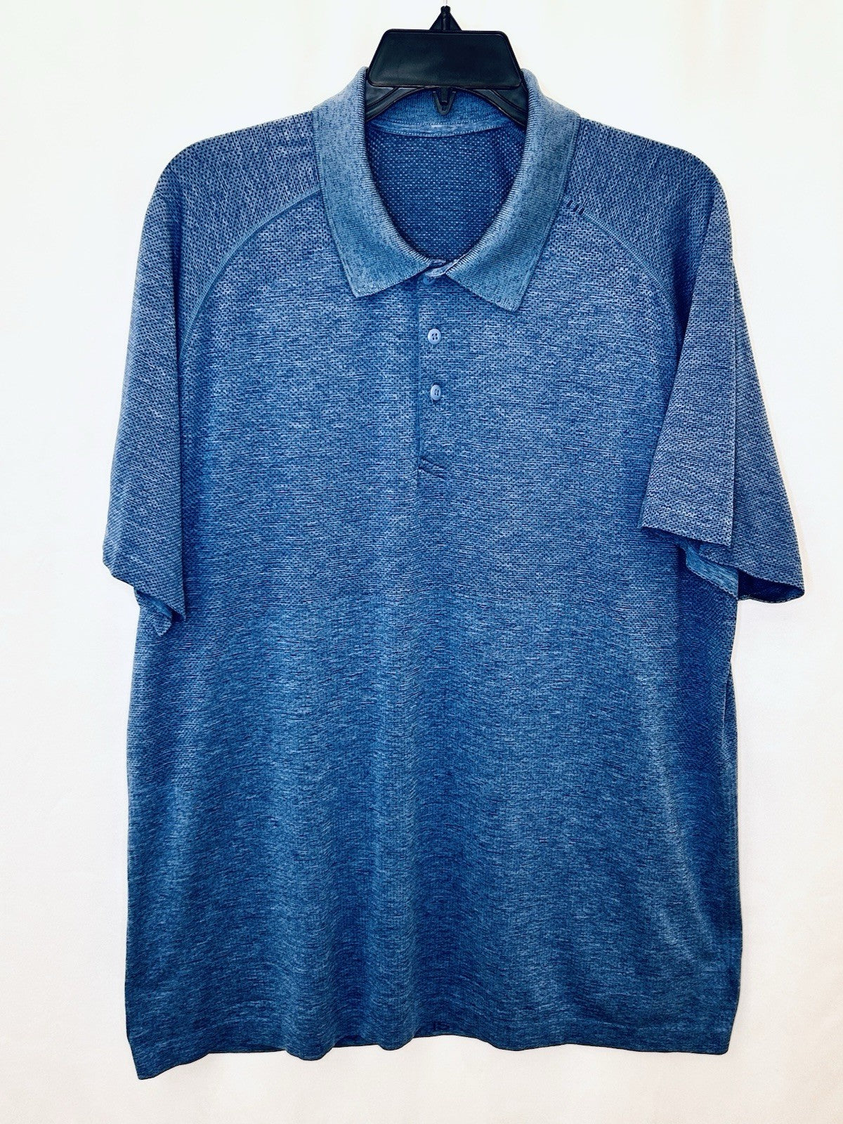Lululemon Vent Tech Polo Shirt Men's Sz Large Short Sleeve Heather Blue $98 New