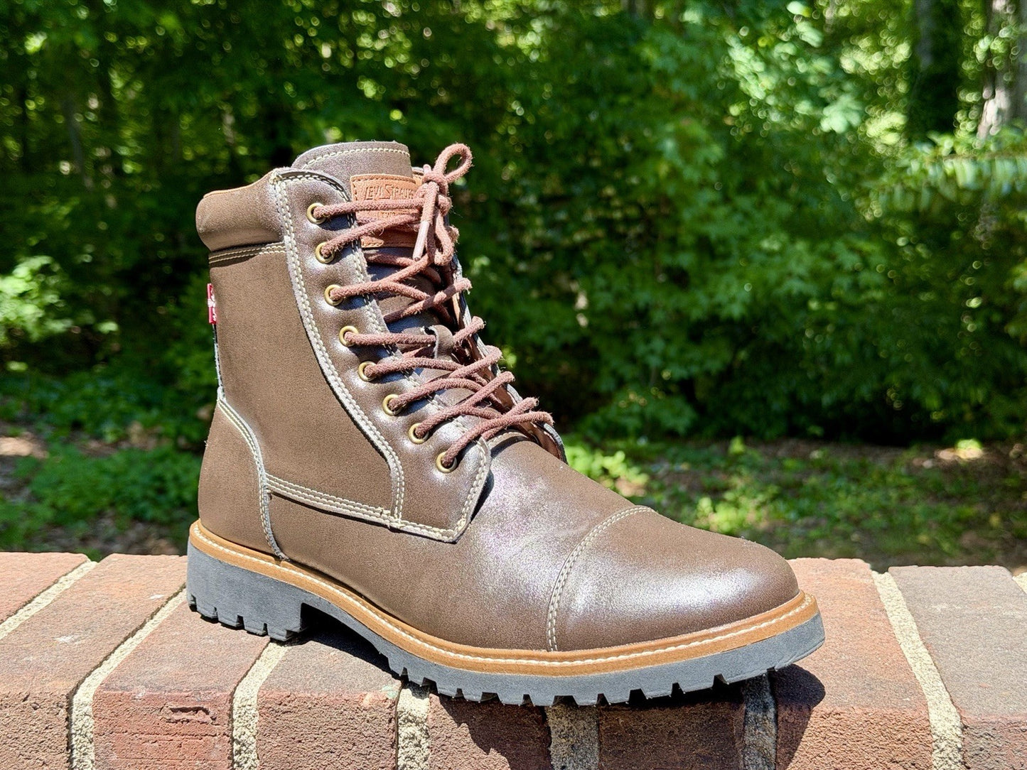 Levi's Mens Wyatt Brown Vegan Leather Lace Up Rugged Casual Boots Size 10 NEW
