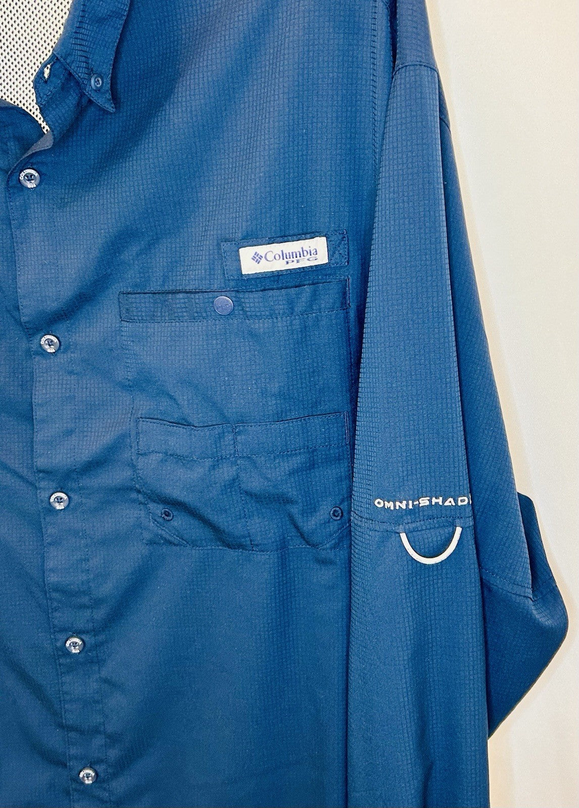 COLUMBIA PFG Tamiami II Long Sleeve Shirt Mens 2XL Carbon Blue Fishing Omni Wick