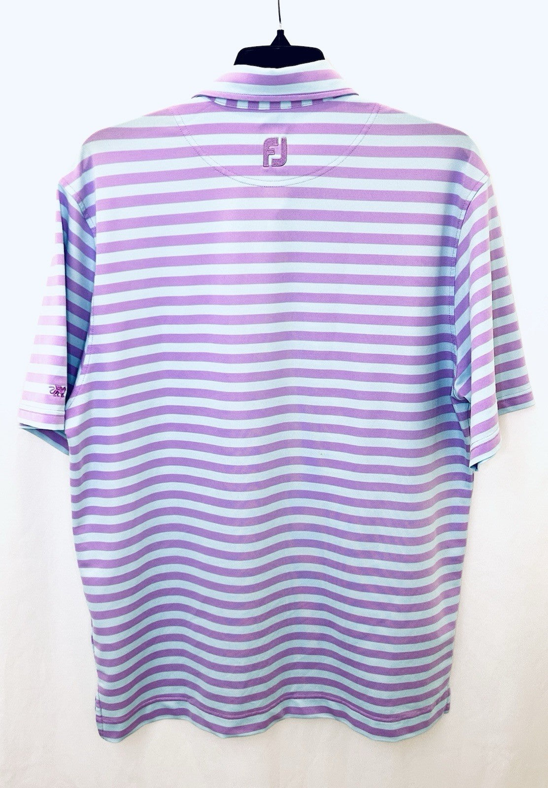 FootJoy FJ Polo Shirt Men Large Blue Striped Short Sleeve Activewear Golf Top