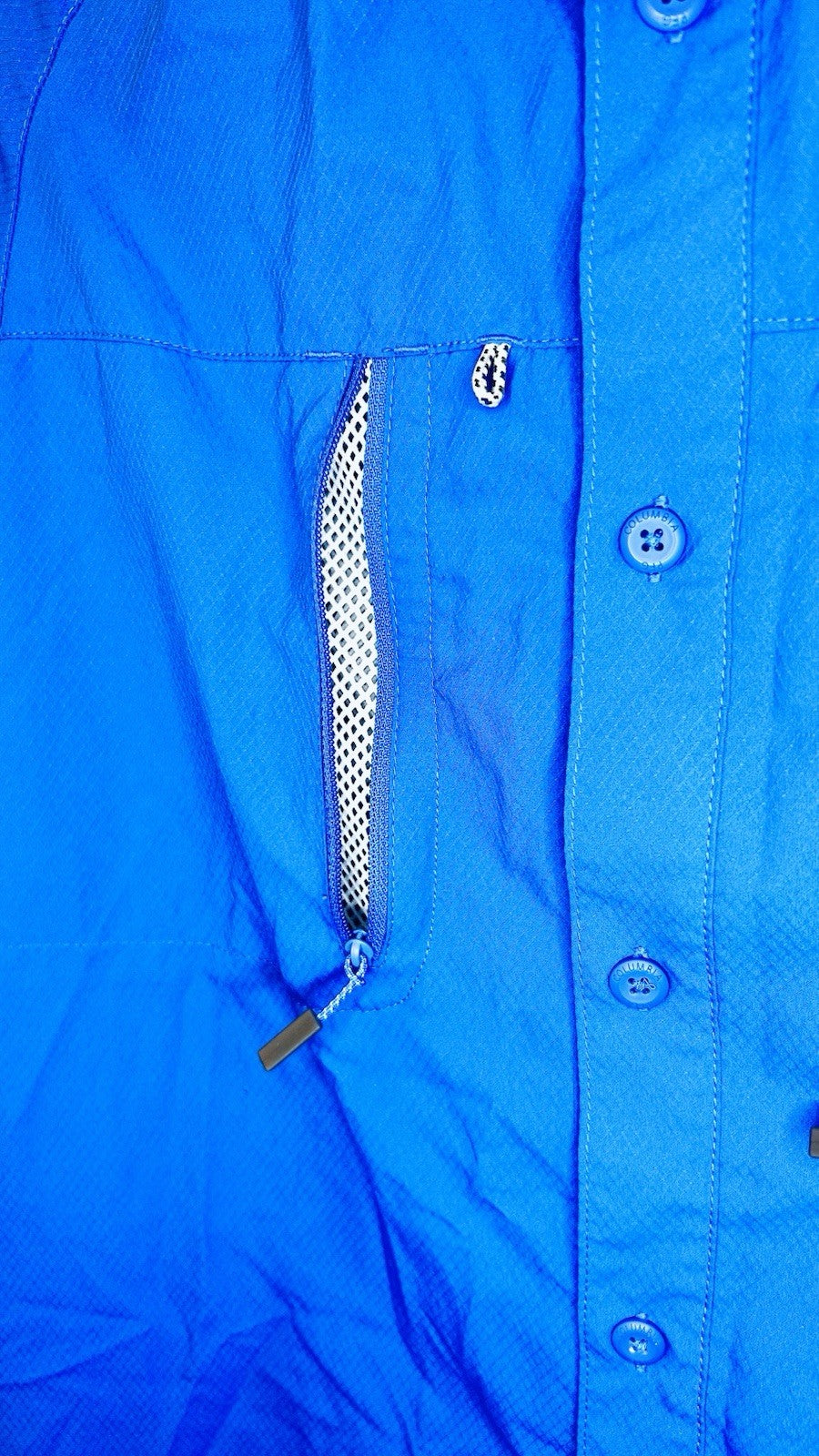 Columbia PFG Performance Fishing Shirt Small Omni-Shade L/S Button Up Blue