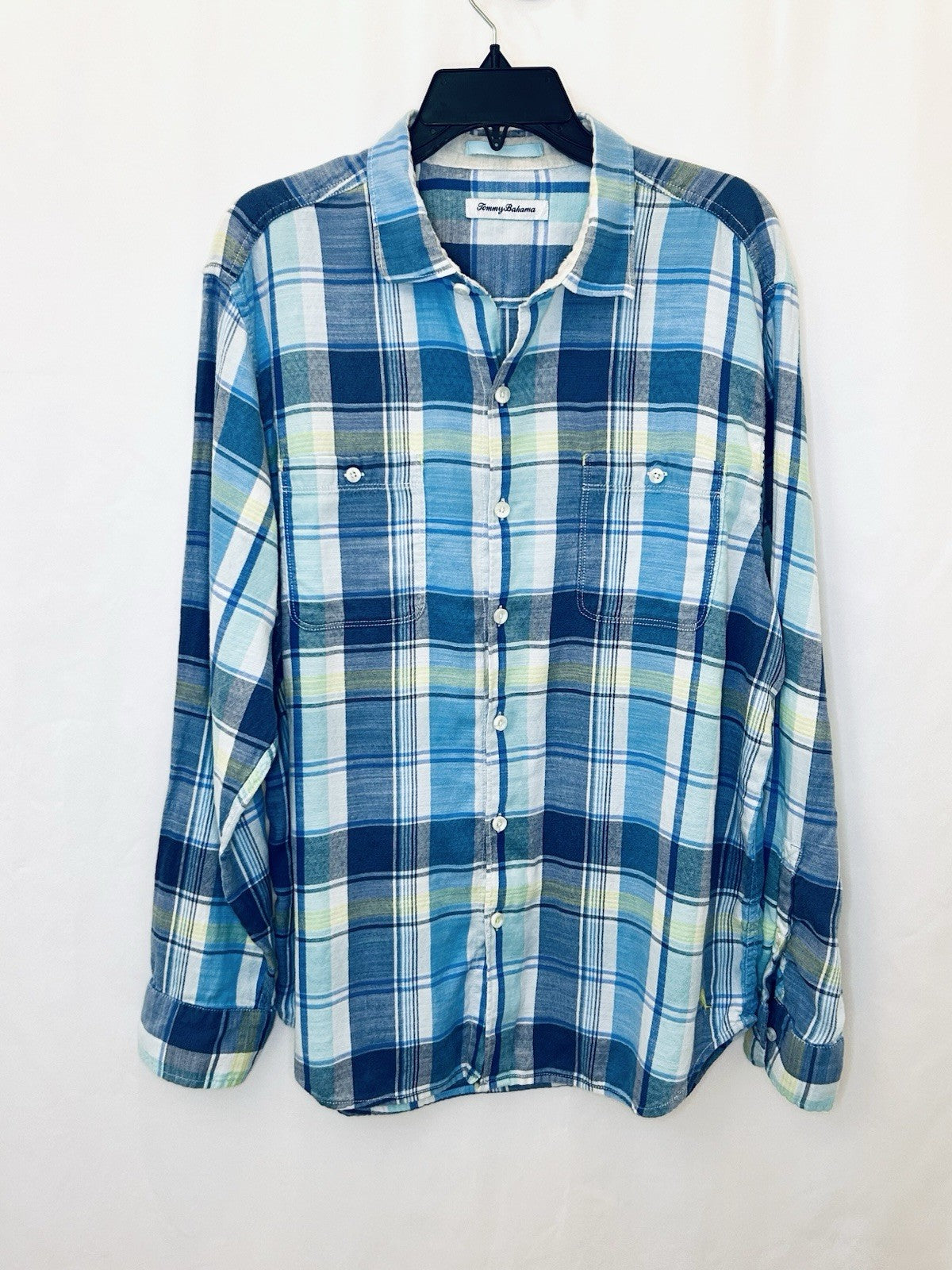Tommy Bahama Long Sleeve Shirt Plaid Rahi Blue Ocean Deep Men’s Large | New $135