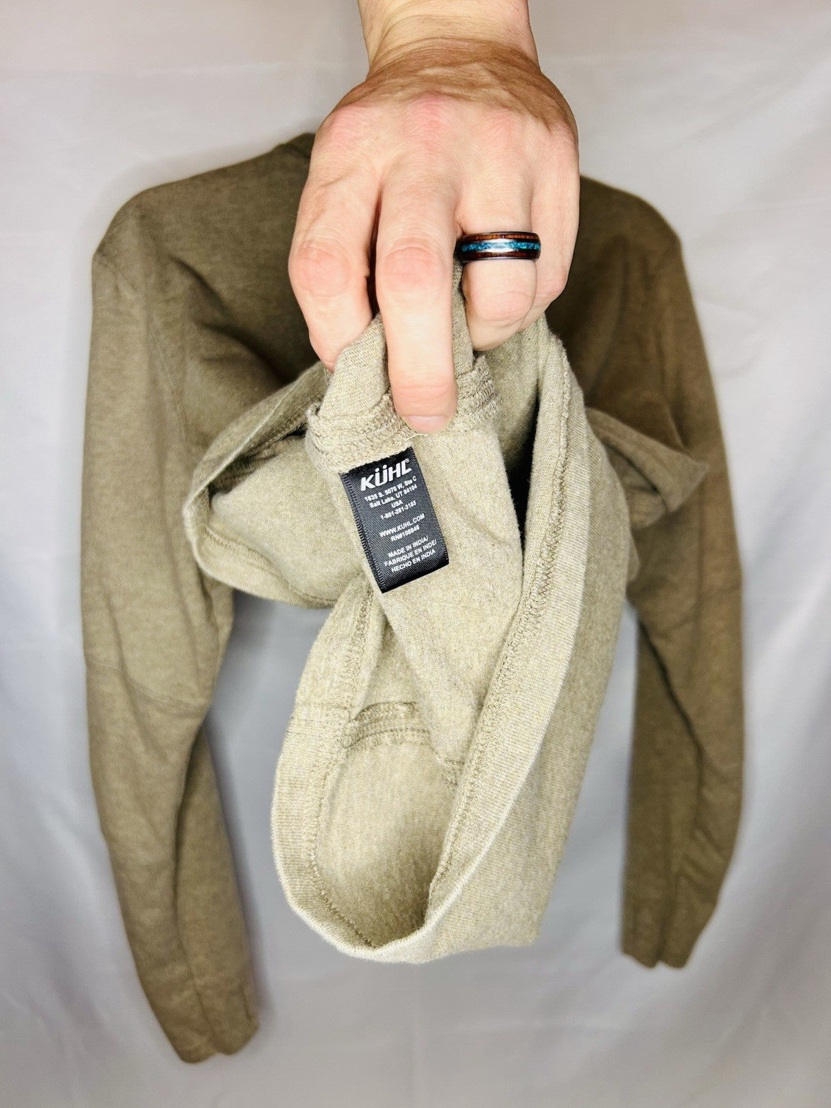 Kuhl Evader Sweater Mens L Olive Merino Cotton Blend Knit Crew Neck Pullover