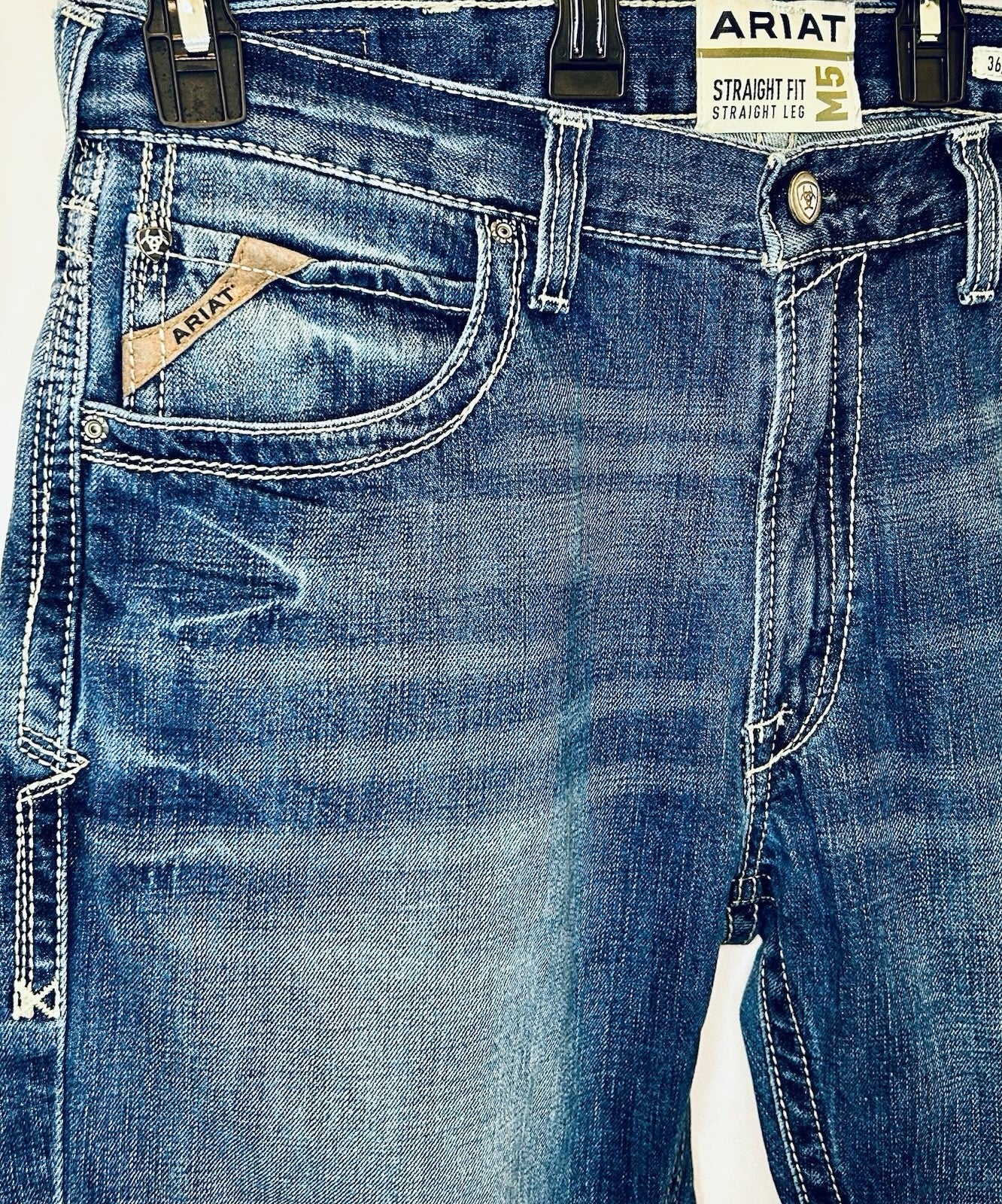 Ariat M5 Slim Straight Leg Blue Jeans Denim Mens Size 36x32