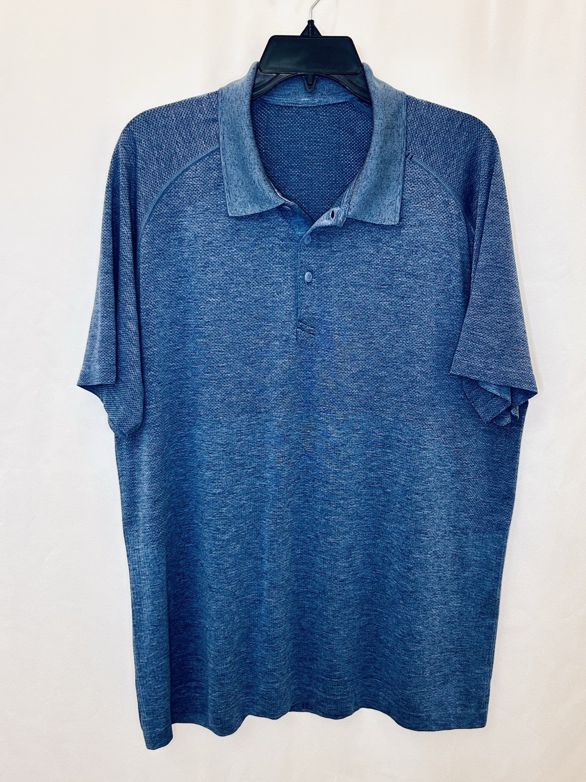 Lululemon Vent Tech Polo Shirt Men's Sz Large Short Sleeve Heather Blue $98 New