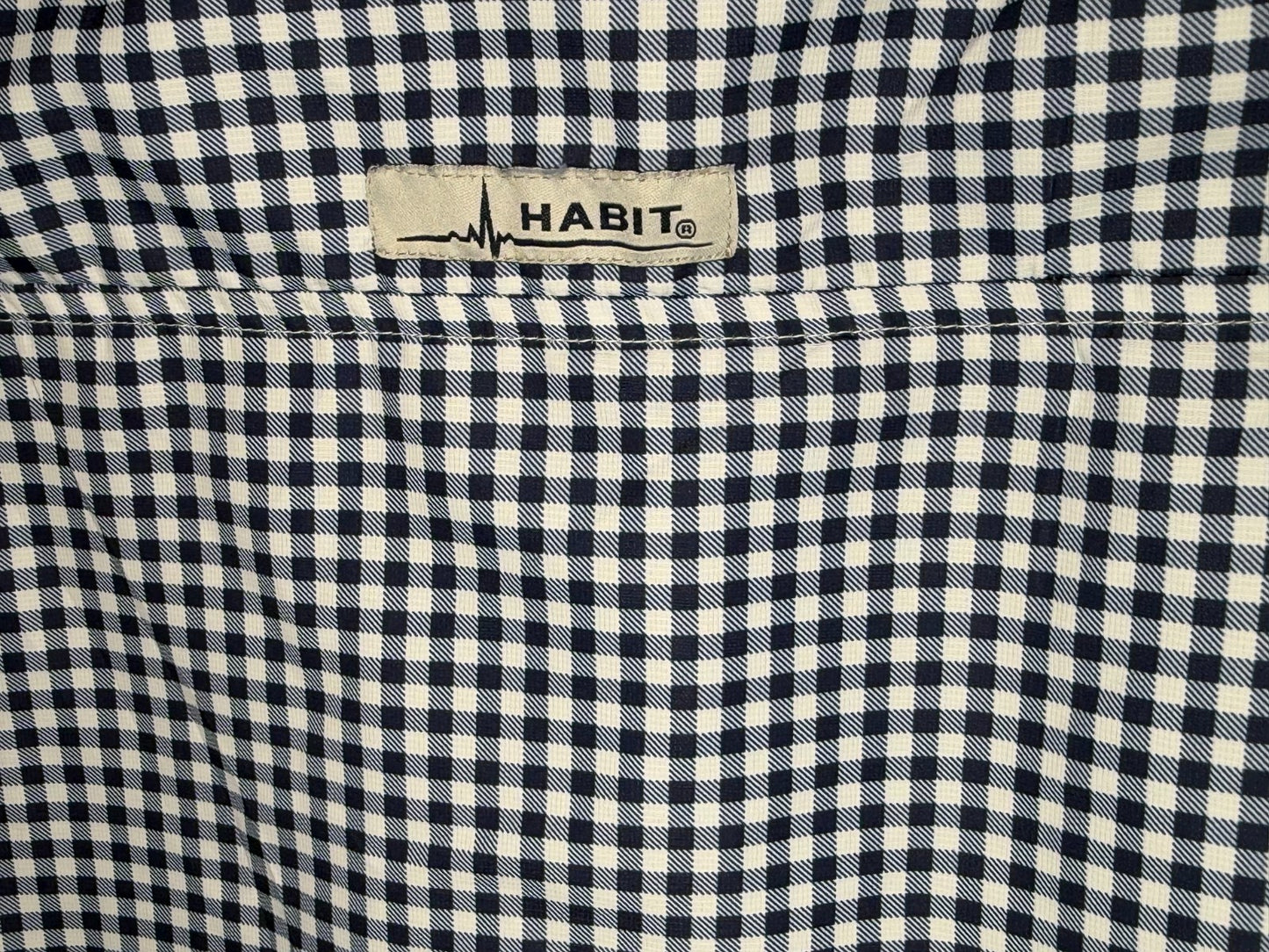 Habit Men's Large Blue Gingham Plaid Long Sleeve Vented Fishing Button Up Shirt