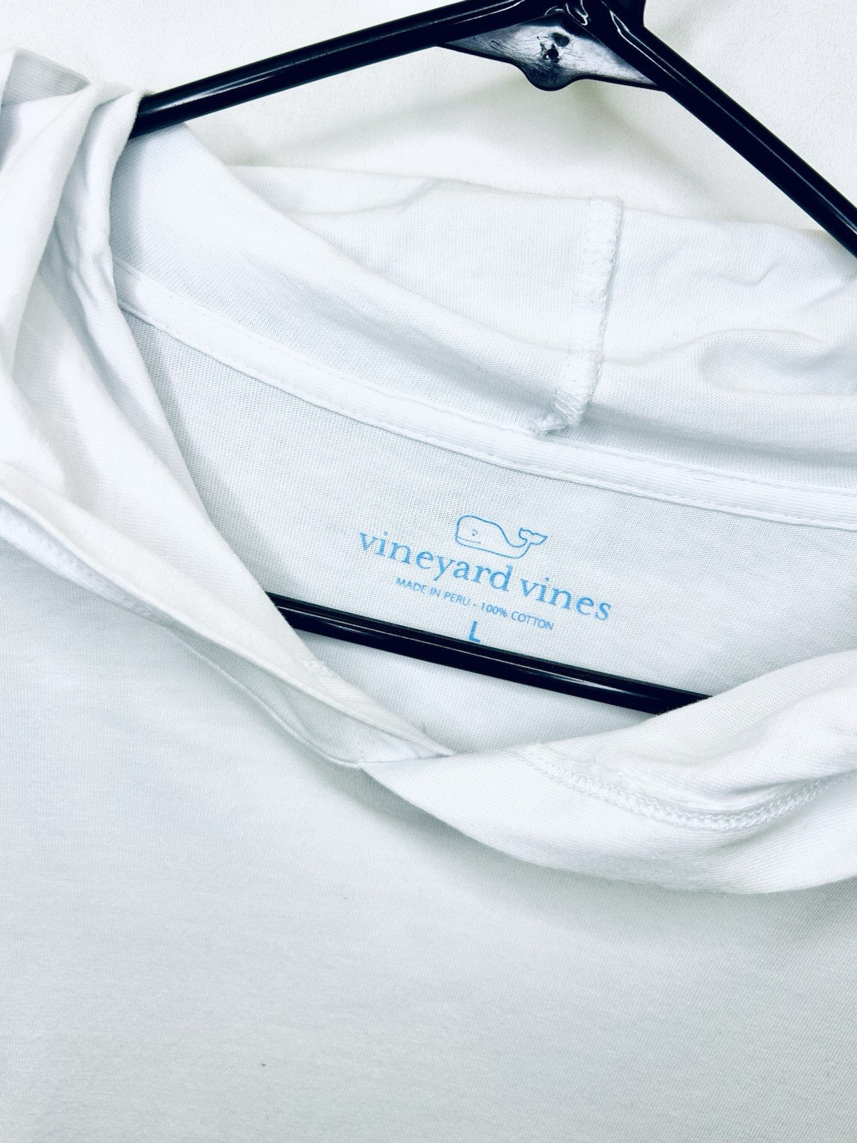 Vineyard Vines Men’s White Long Sleeve Whale Logo Hoodie