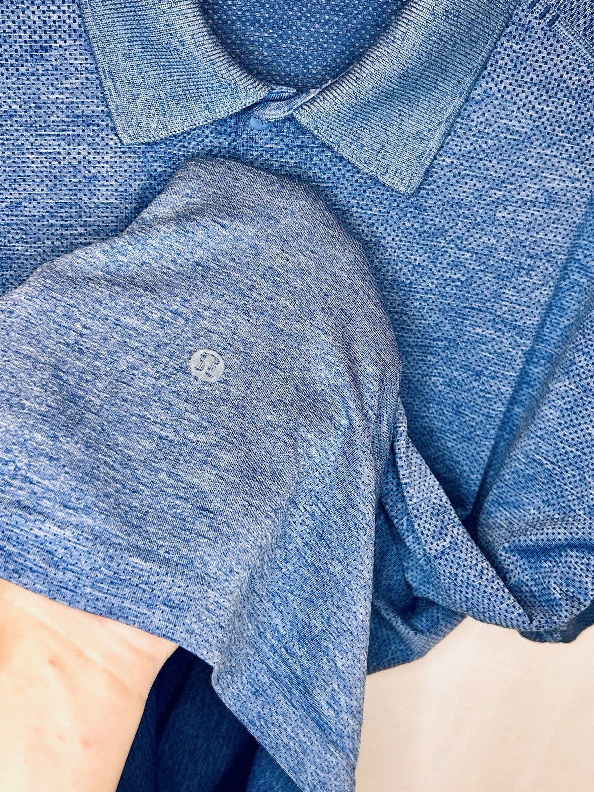 Lululemon Vent Tech Polo Shirt Men's Sz Large Short Sleeve Heather Blue $98 New