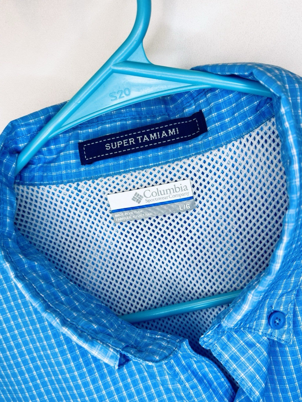 Columbia Super Tamiami Shirt Men's Large Blue PFG Vented Button Down Omni Shade