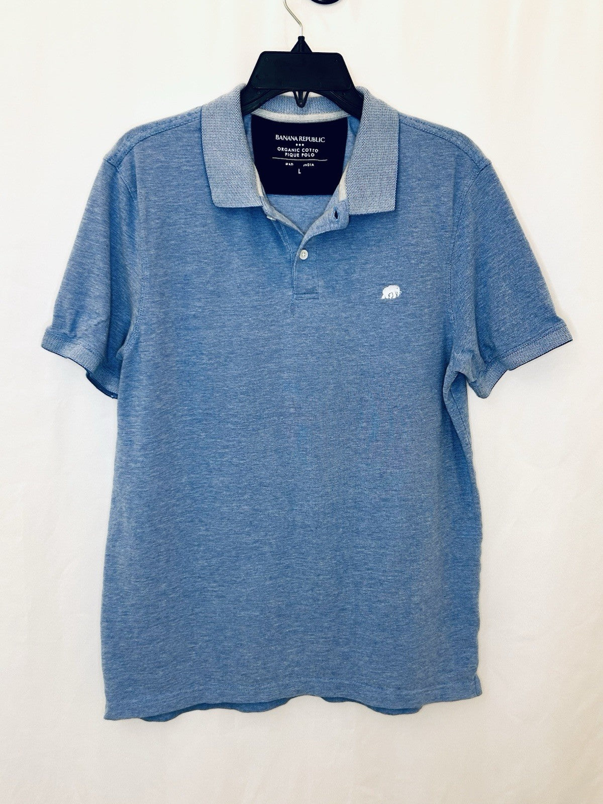 Banana Republic Polo Shirt Stretch Size Large Navy Blue Mens Short Sleeve