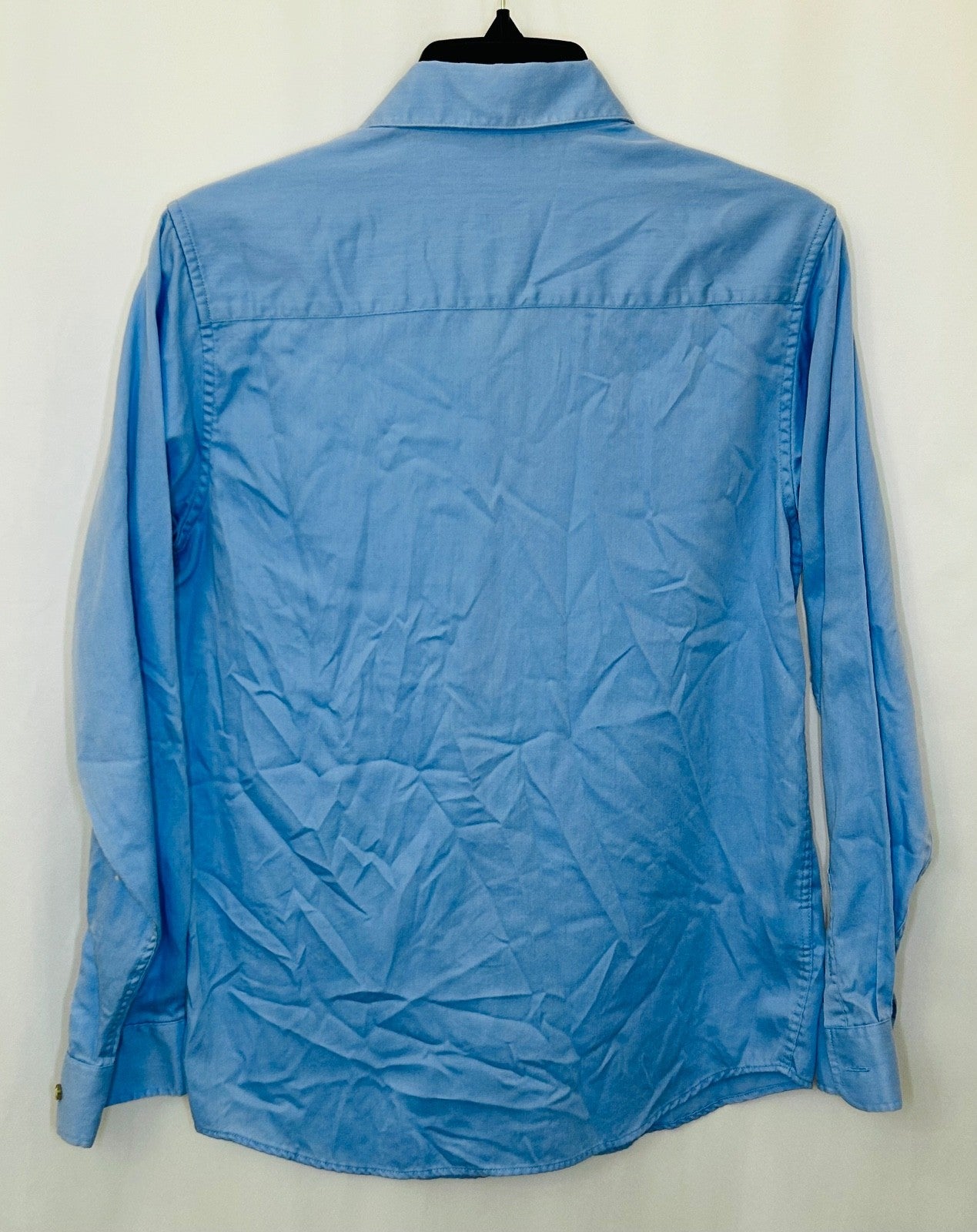 Calvin Klein Boys' Sateen Long Sleeve Slim Fit Dress Shirt Blue Size 16