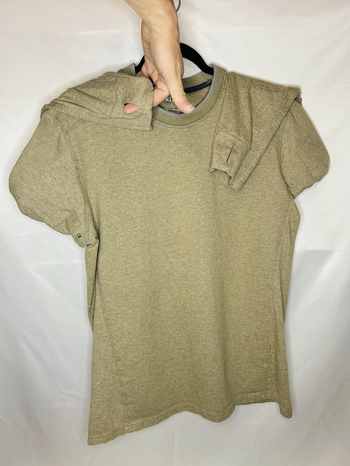 Kuhl Evader Sweater Mens L Olive Merino Cotton Blend Knit Crew Neck Pullover