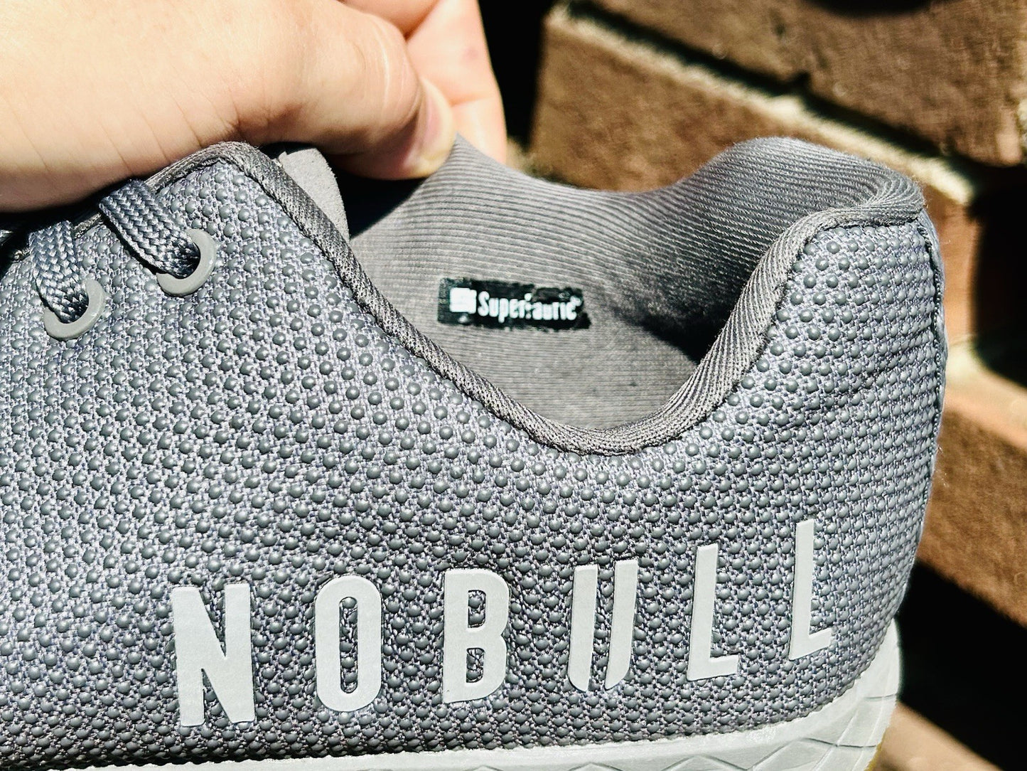 NOBULL Super Fabric Mens 11.5 Grey/Gum Running Athletic Sneakers Trainers Shoes